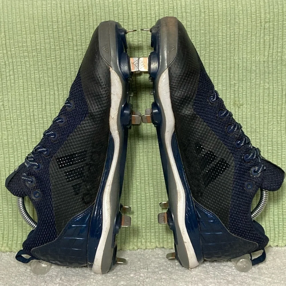 Adidas Poweralley 5 Black/Blue Baseball Athletic Cleats Shoes Mens Size US 10